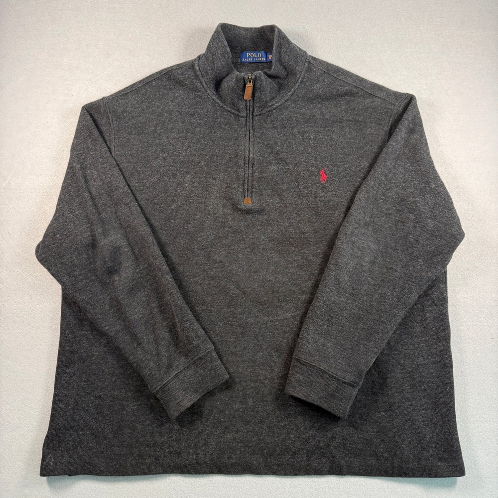Polo Ralph Lauren 1/4‎ Zip Pullover Mens 1XB Gray Mock Neck Sweater Big Tall